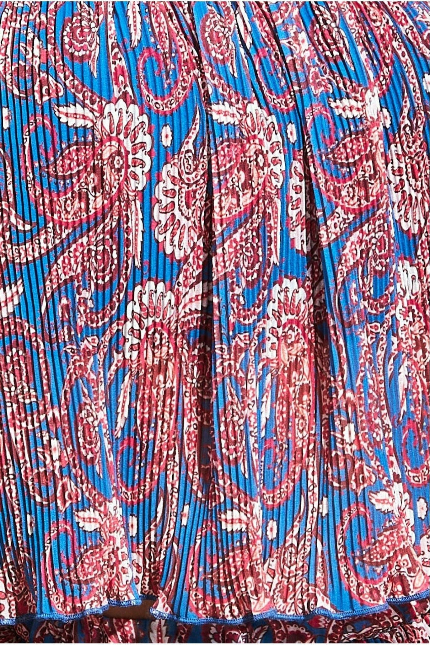 Off The Shoulder Printed Crop Top - Blue T187