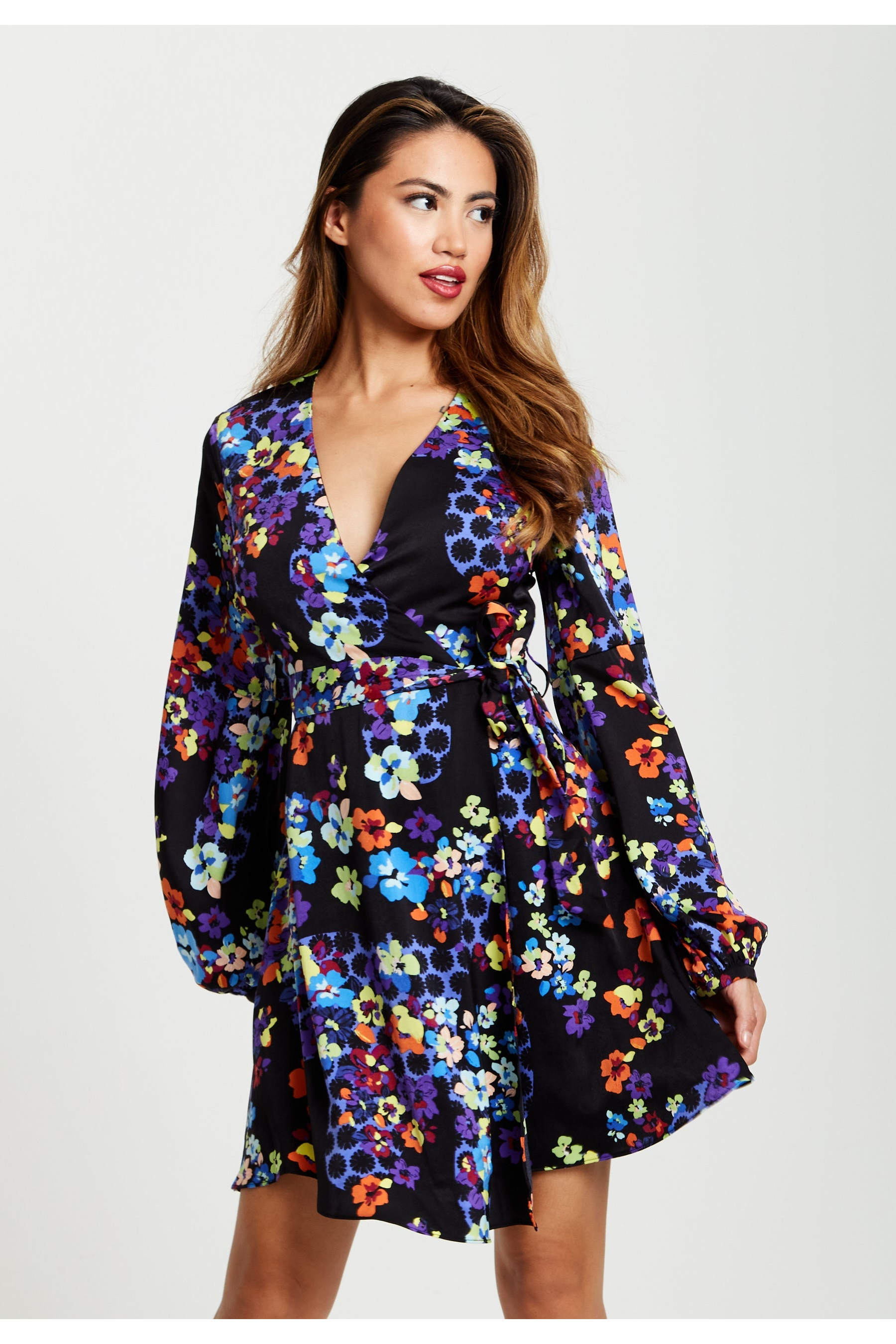 Mini floral print shop dress