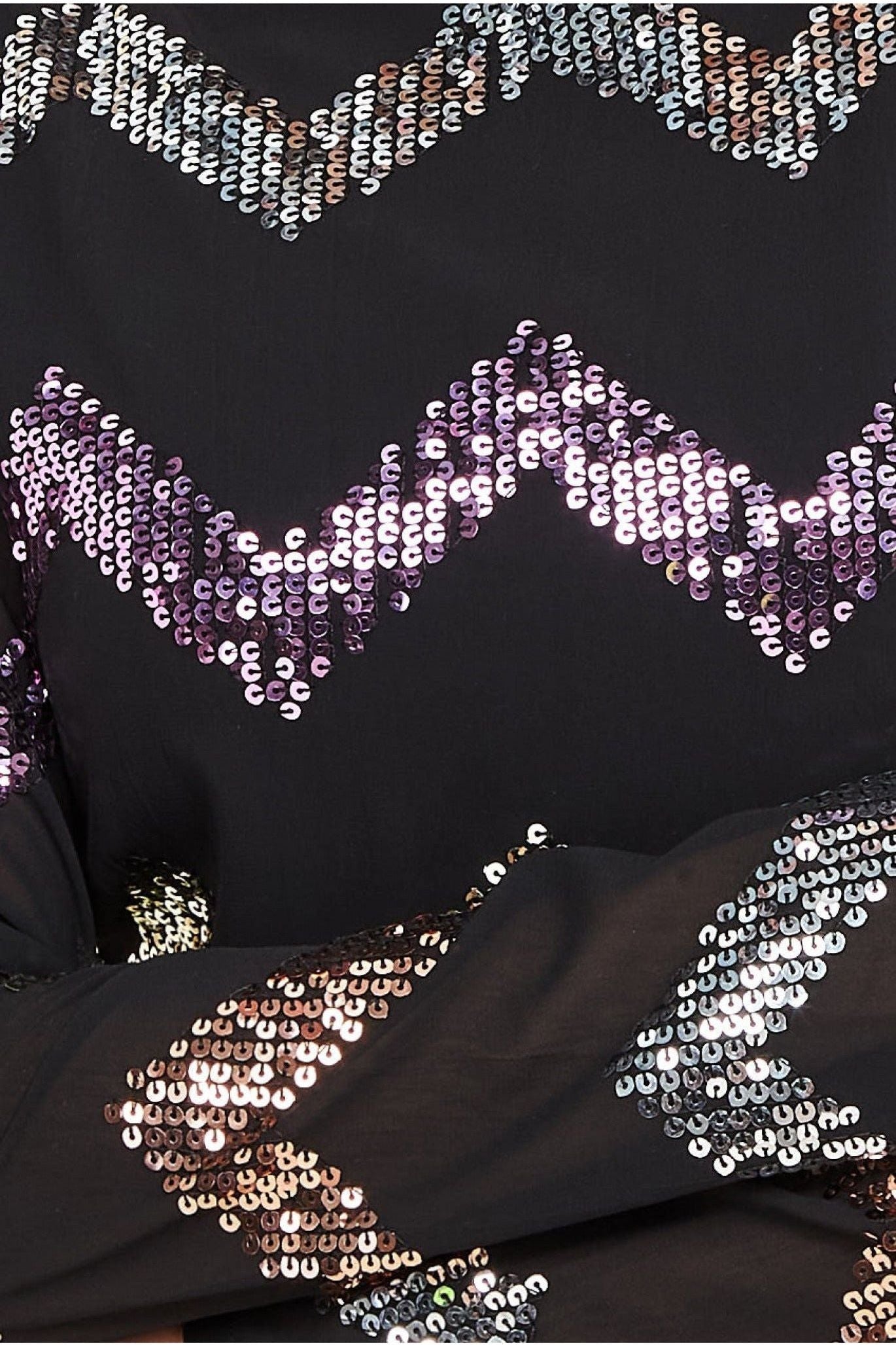 Sequin Zig Zag Shift Mini Dress - Black DR3790