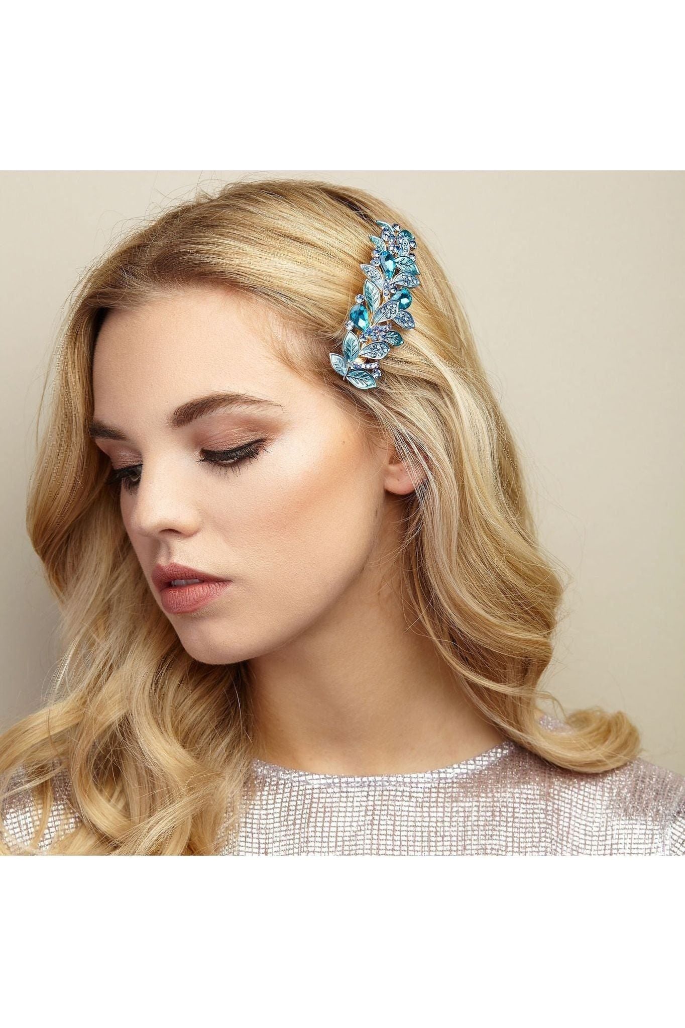 Vintage Hair Clip Rhinestone Leaf 5060801174435
