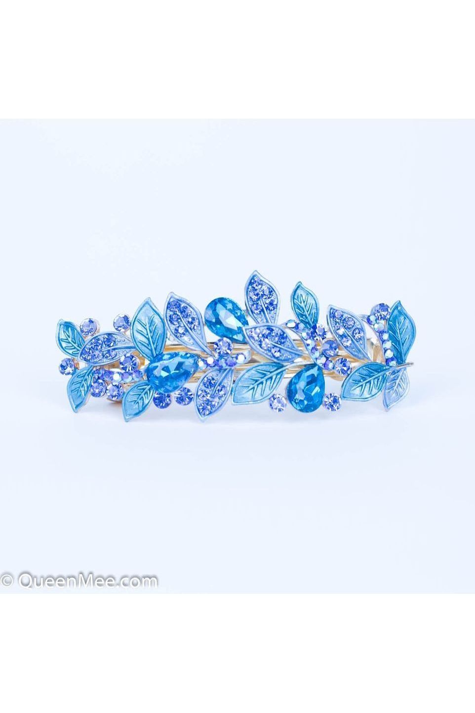 Vintage Hair Clip Rhinestone Leaf 5060801174435