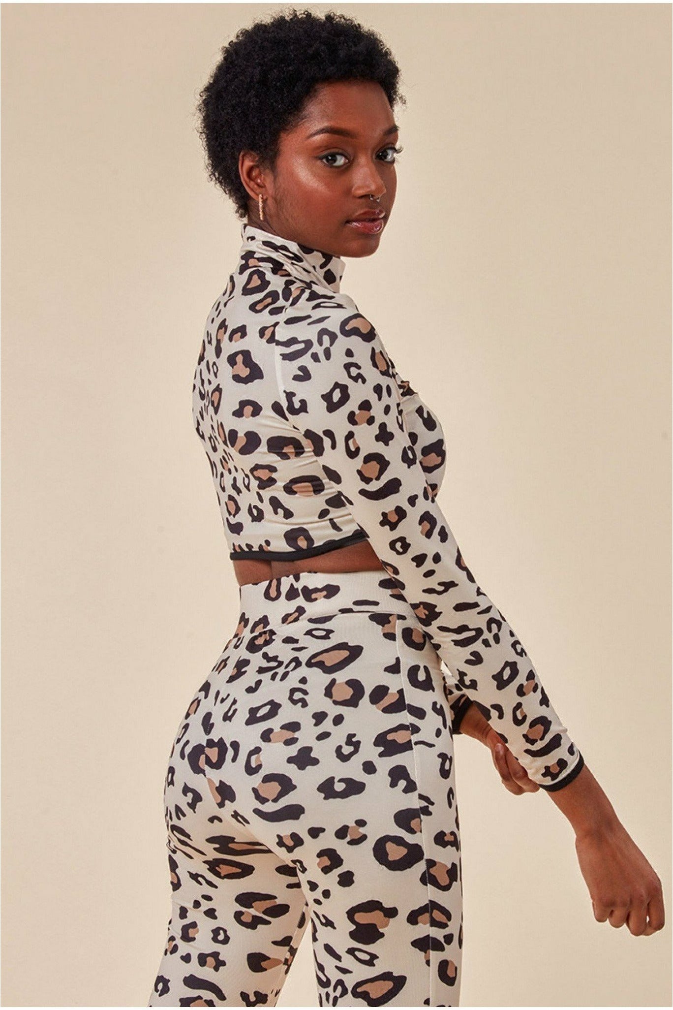 Leopard Print Crop Top&legging Lounge Set - Brown TS6