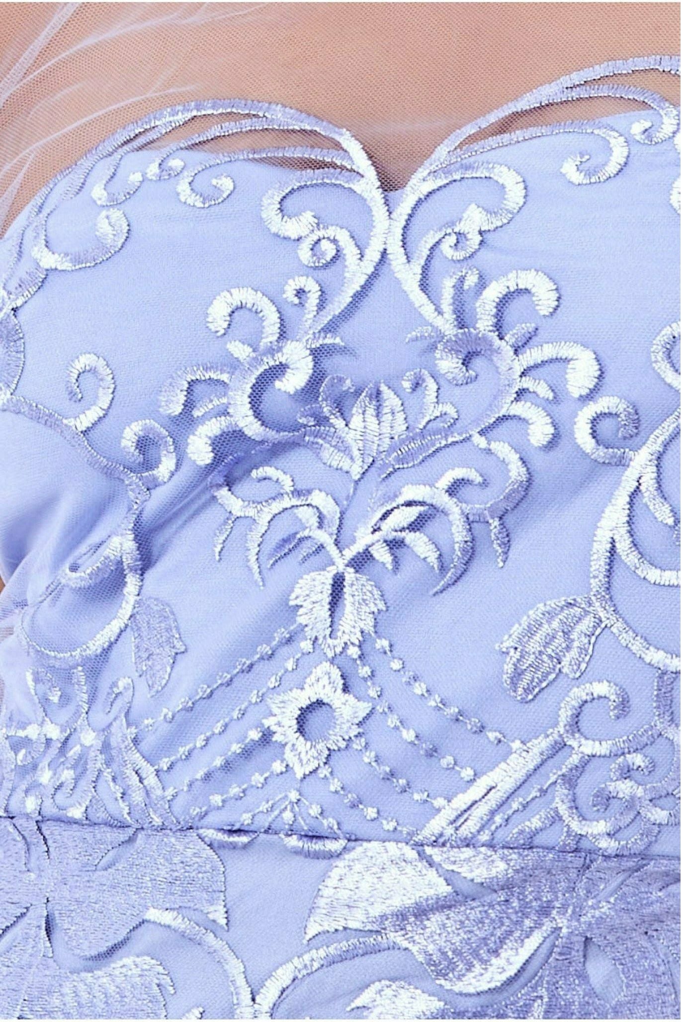 Mesh & Lace Maxi With Scalloped Hem - Lilac DR3253