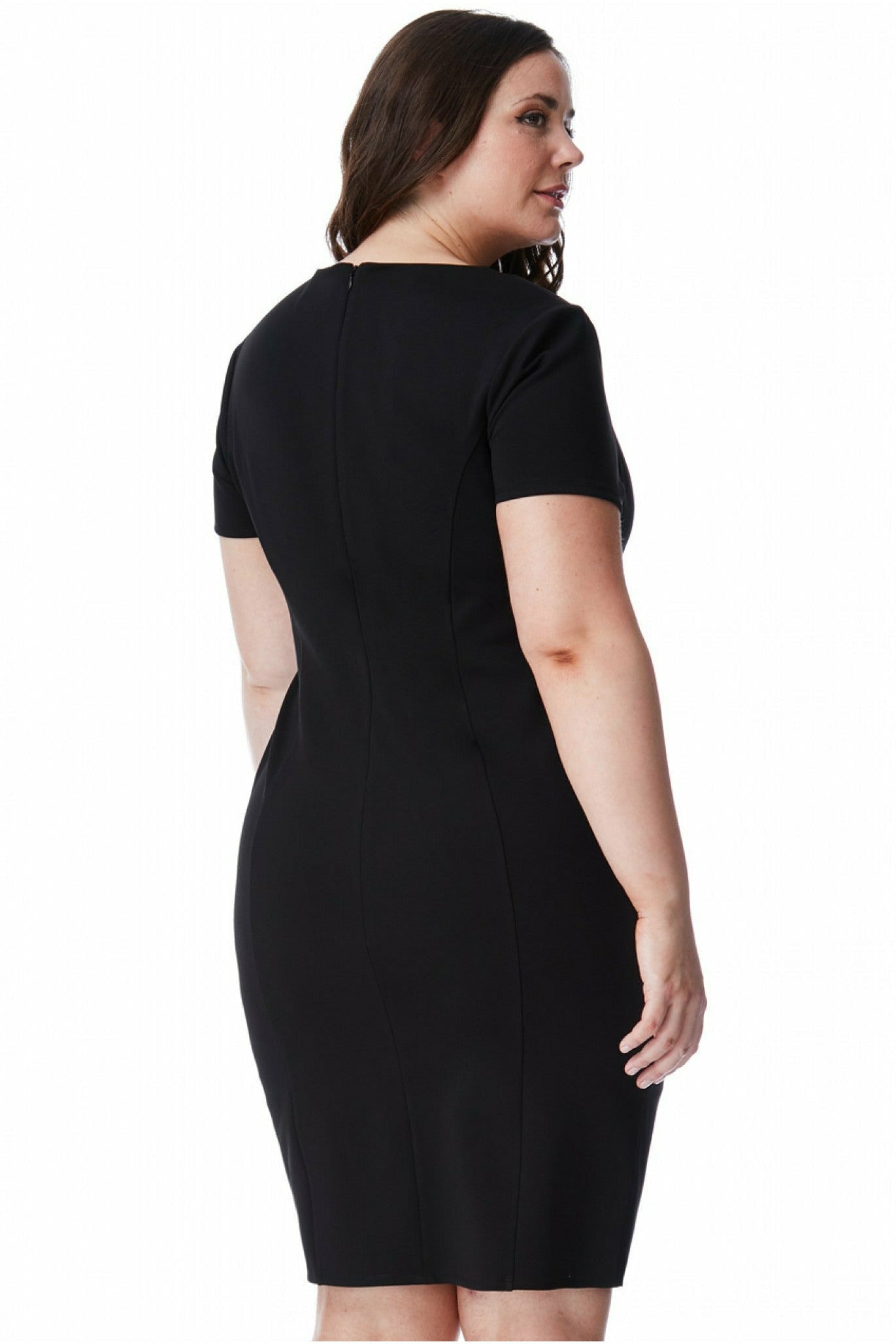 Fitted Midi Dress With Metal Bar Detail - Black DR1344P