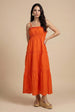 Orange Ruched Tiered Maxi Dress by Urban Bliss