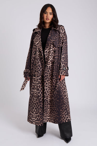 Leopard - Leopard Print Trench by Urban Bliss