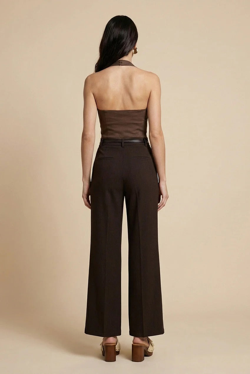 Belted Wide Leg Trouser Chocolate 40TRS38686-c24