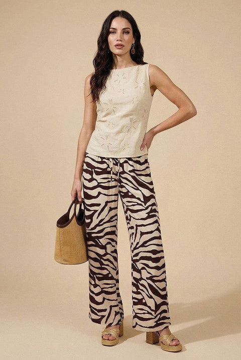 Zebra Trouser Brown Pattern by Urban Bliss