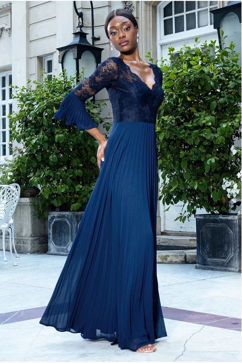 Navy Blue Maxi Dress For Wedding Leely Women Navy Long Sleeves Chiffon A-Line Maxi Mother Navy Blue Maxi Dress For Wedding Leely Women Navy Long Sleeves Chiffon A-Line Maxi Mother