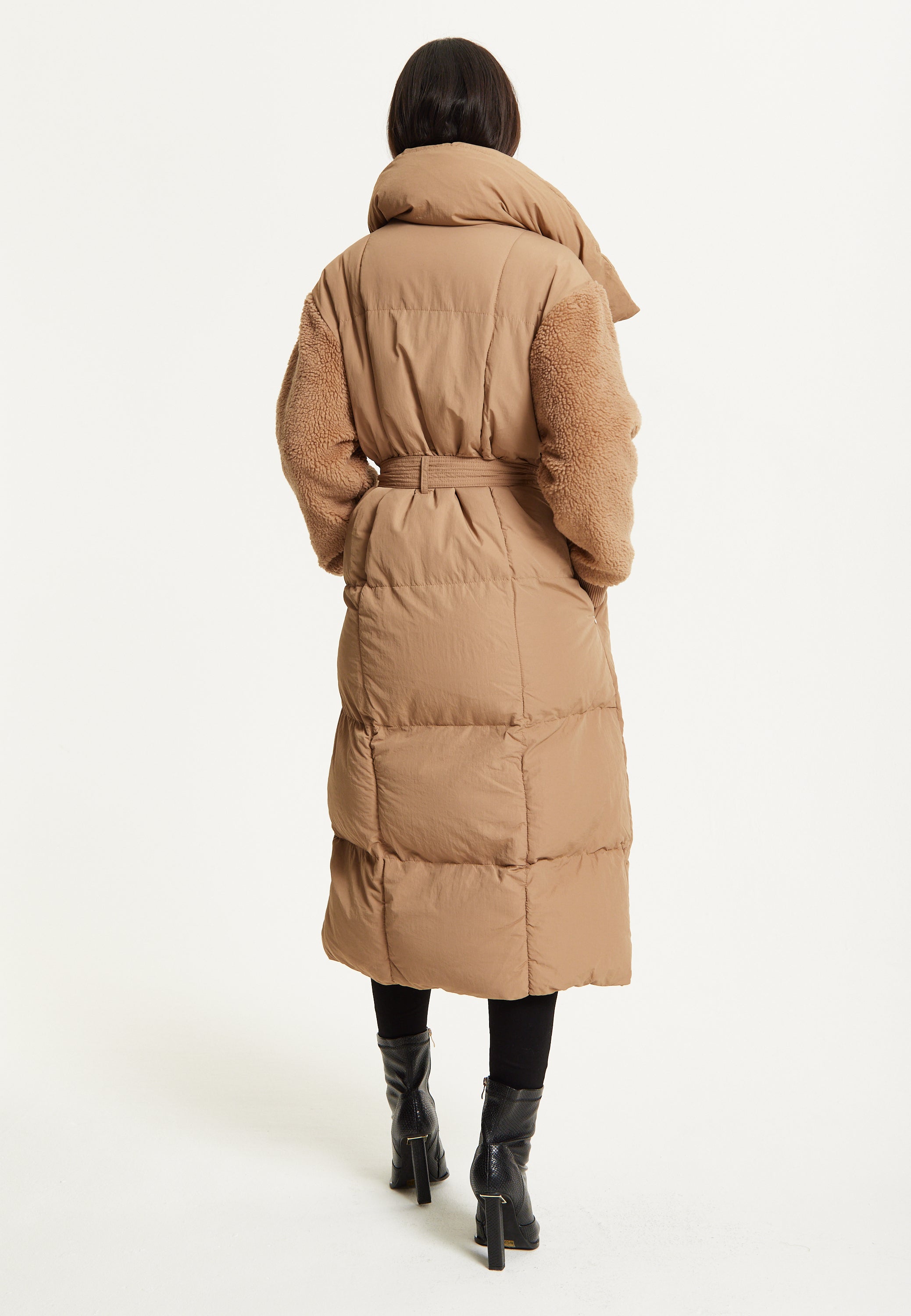 Camel Longline Belted Puffer Coat 25AW-04038