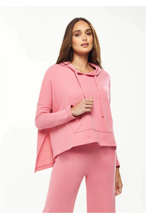 Oversized Hooded Sweatshirt With Front Pocket In Pink B15-LIQ21-169P