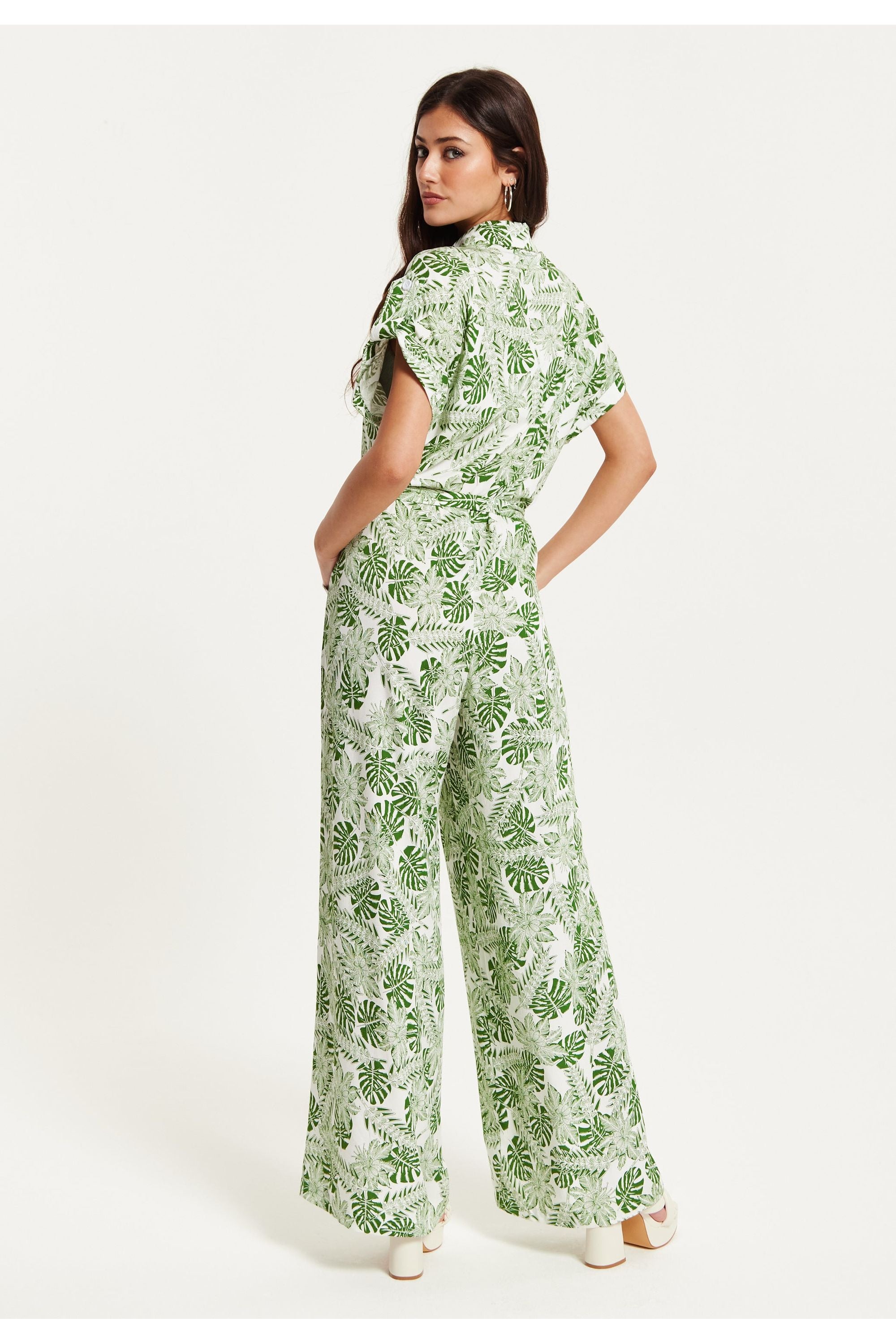 Green Leaf Printed Jumpsuit MSL018