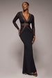Front Crossover Lurex Split Maxi Dress - Black by Goddiva