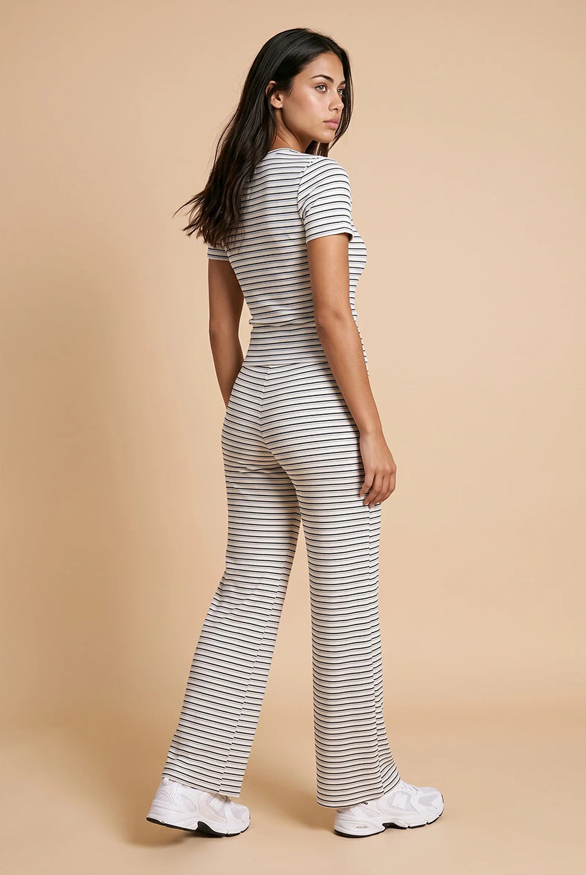 Ribbed Stripe Wide Leg Trouser 40TRS39814