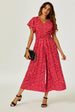 FS Collection Printed Wide Leg Twist Jumpsuit In Fuchsia