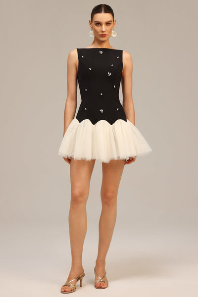 Black - Salamo Sleeveless Diamond Mini Dress by Bella Barnett