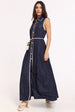Navy Polka Dot Button Maxi Dress by Liquorish