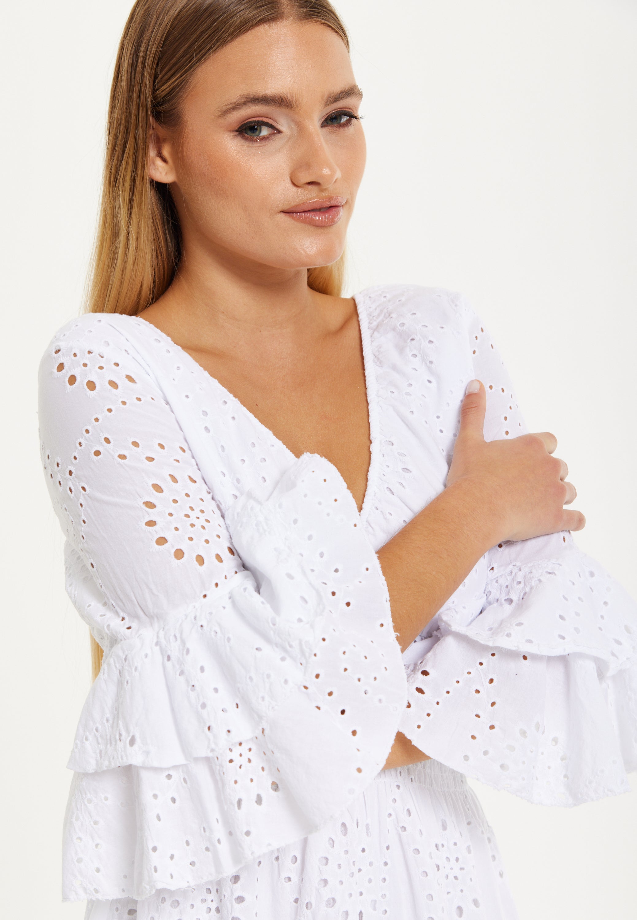 White Broderie Ruffle Mini Dress 25SS0102002