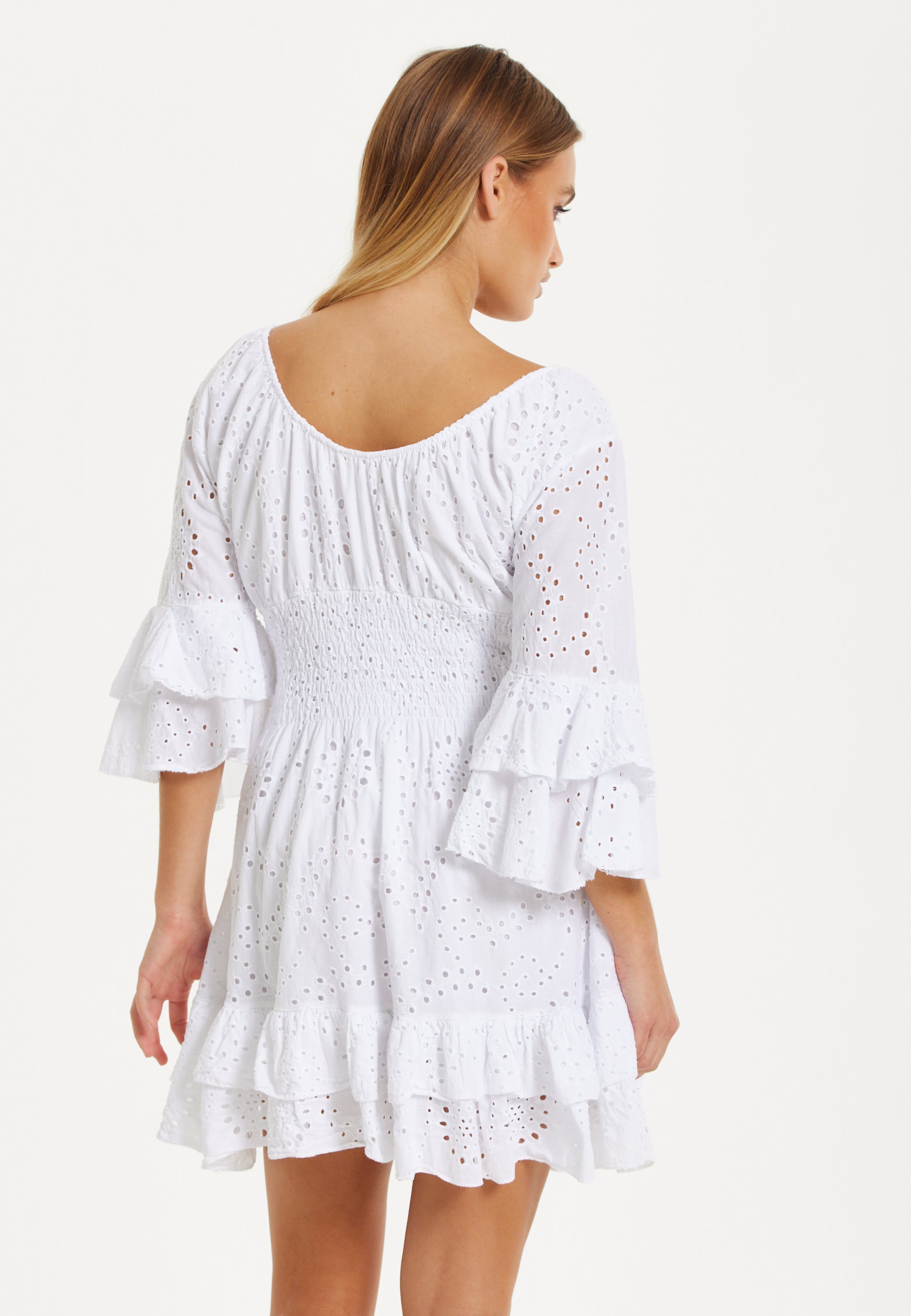 White Broderie Ruffle Mini Dress 25SS0102002