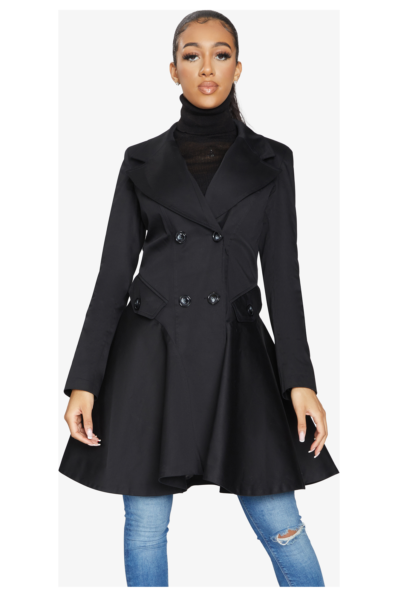 Black skater coat discount