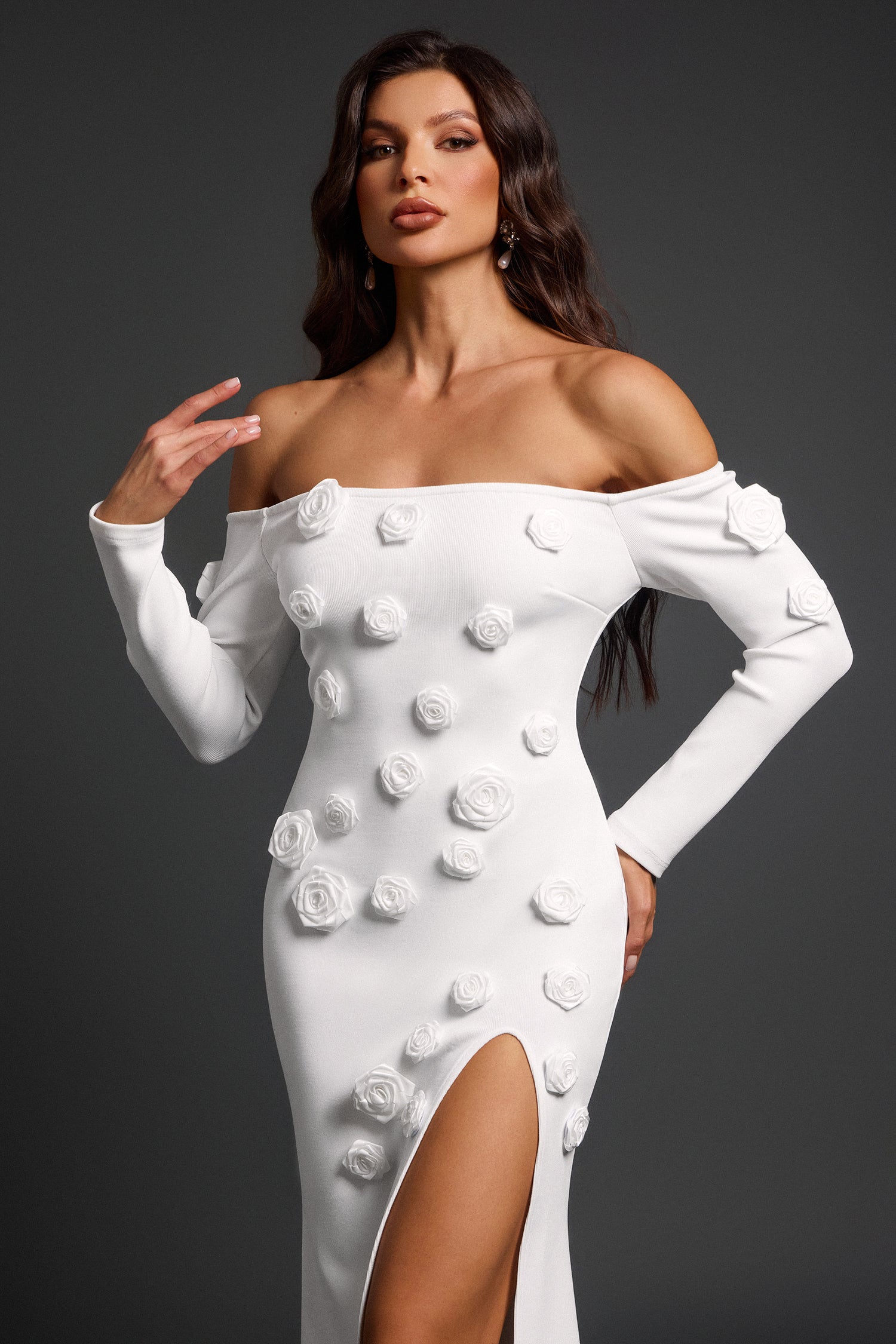 Roie Off Shoulder Maxi Bandage Dress D240903120