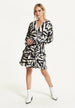 Black Cream Zebra Print Wrap Dress by Liquorish