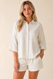 White Textured Linen Look Oversized Shirt Co-Ord by Avinci