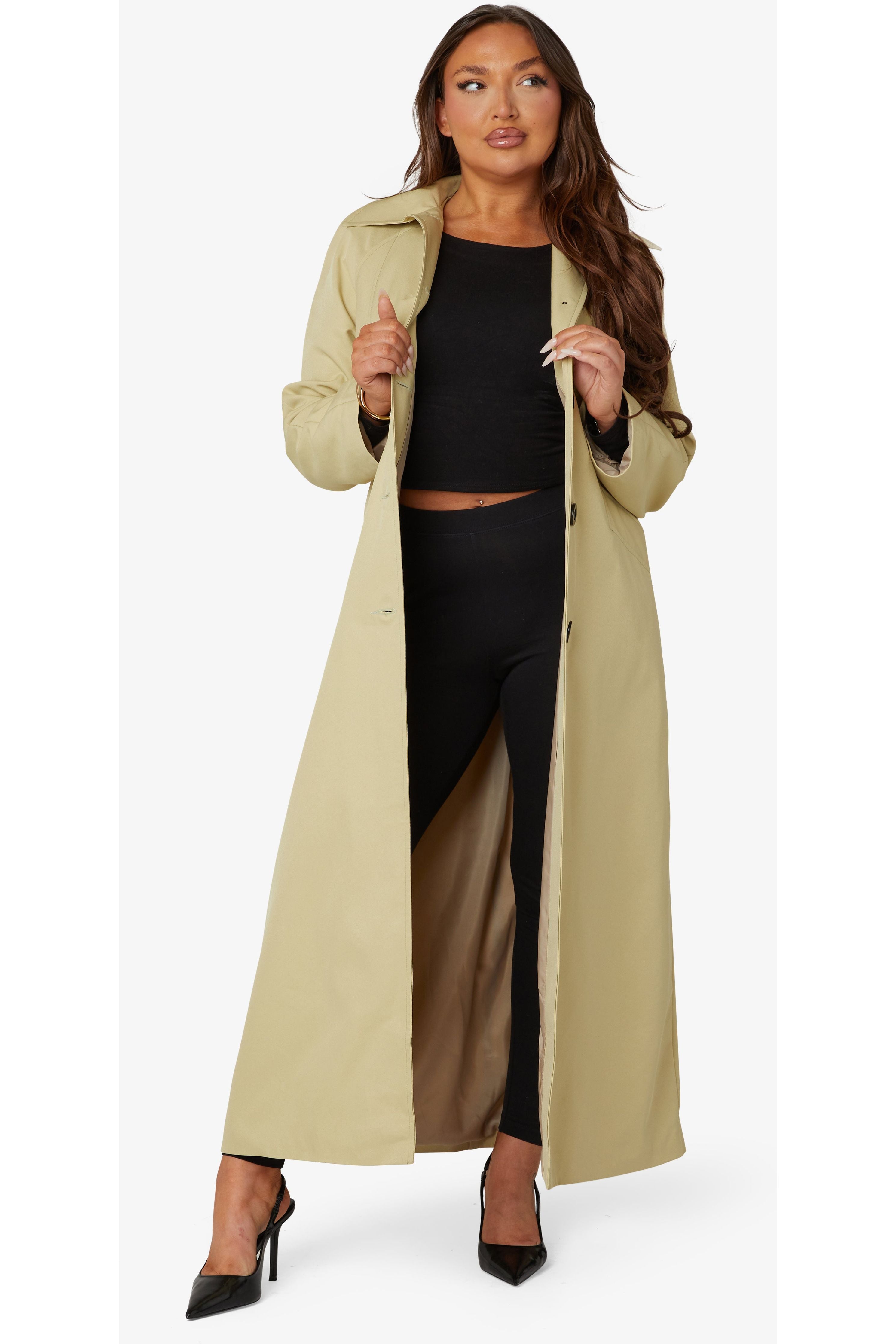 Spring Summer Single Breasted Longline Collared Coat 1204-SP