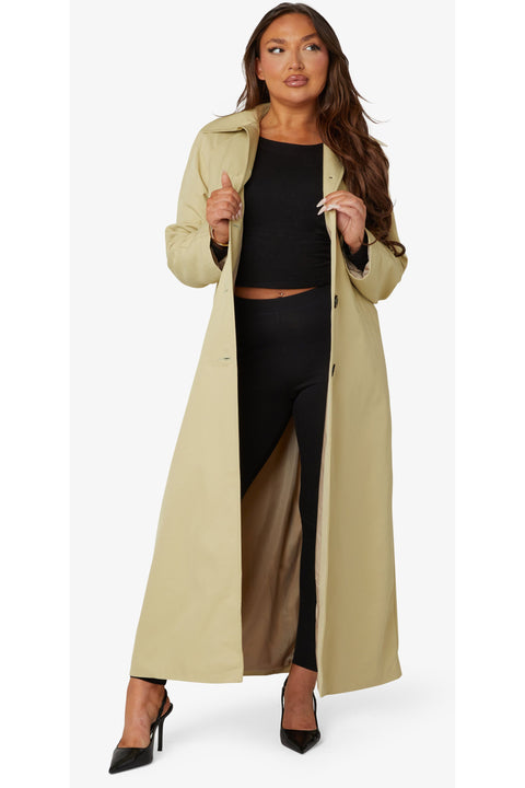 Spring Summer Single Breasted Longline Collared Coat by De La Creme Fashions