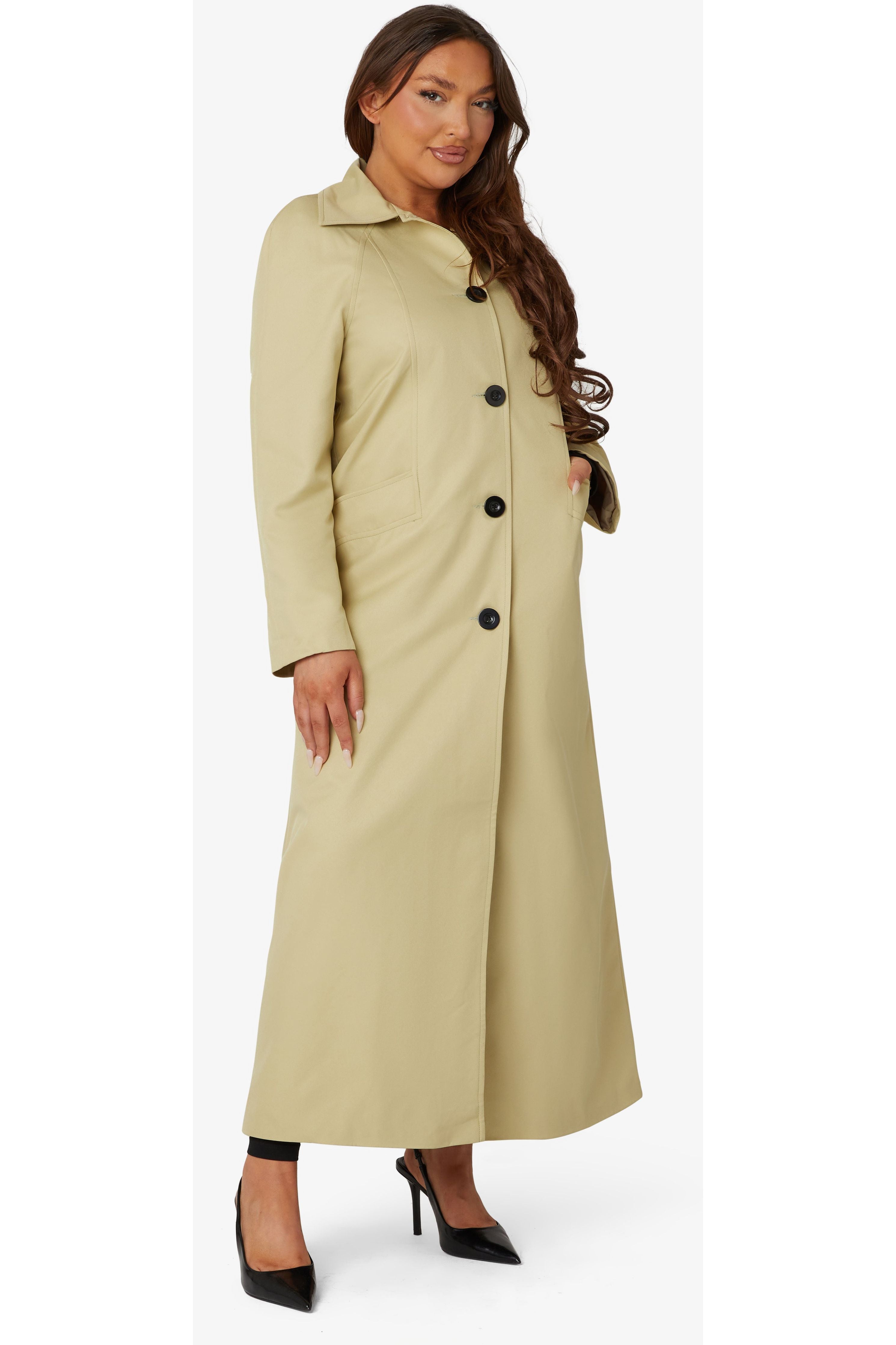 Spring Summer Single Breasted Longline Collared Coat 1204-SP