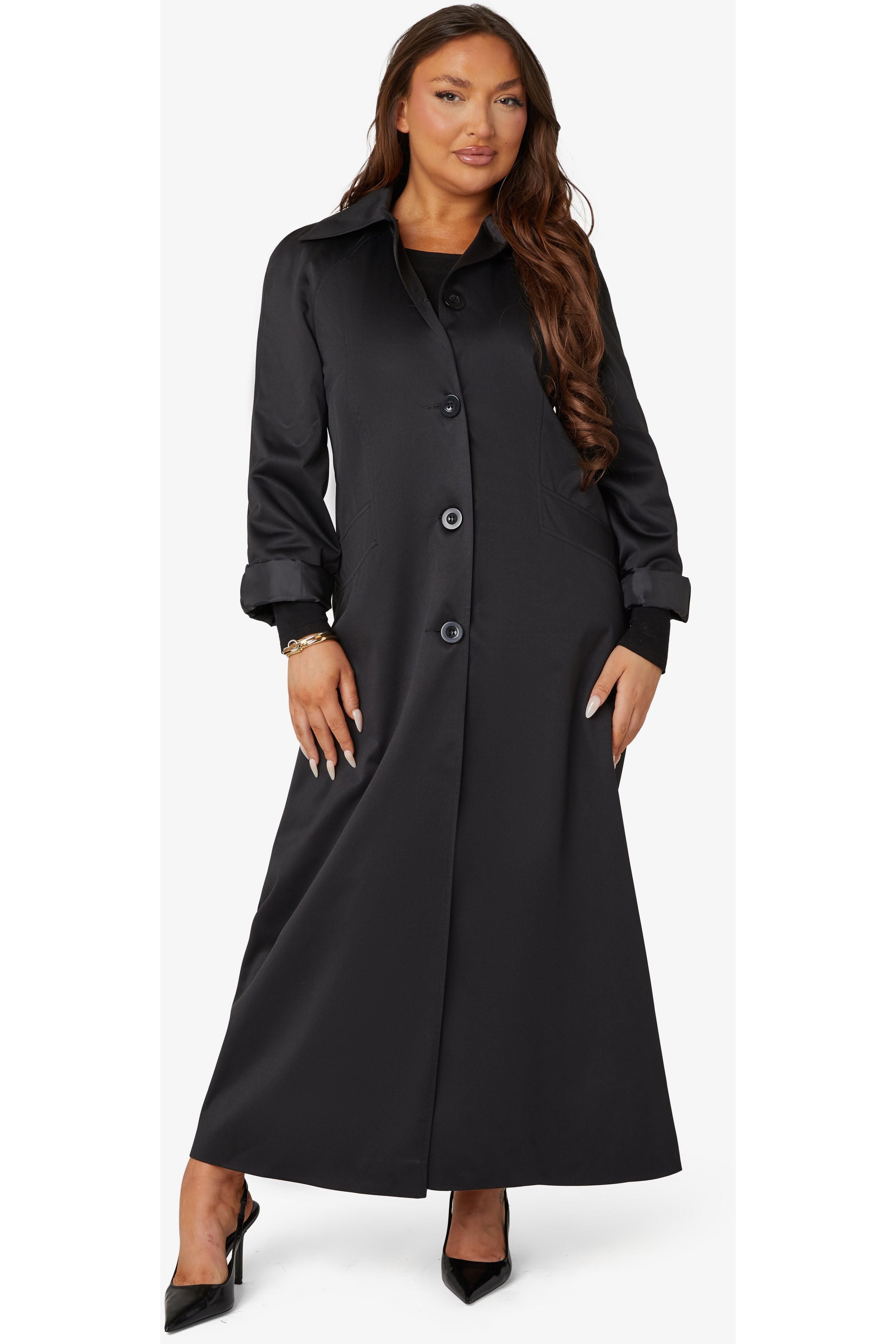 Spring Summer Single Breasted Longline Collared Coat 1204-SP