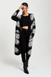 Longline Black Cardigan With Eye Pattern by Liquorish