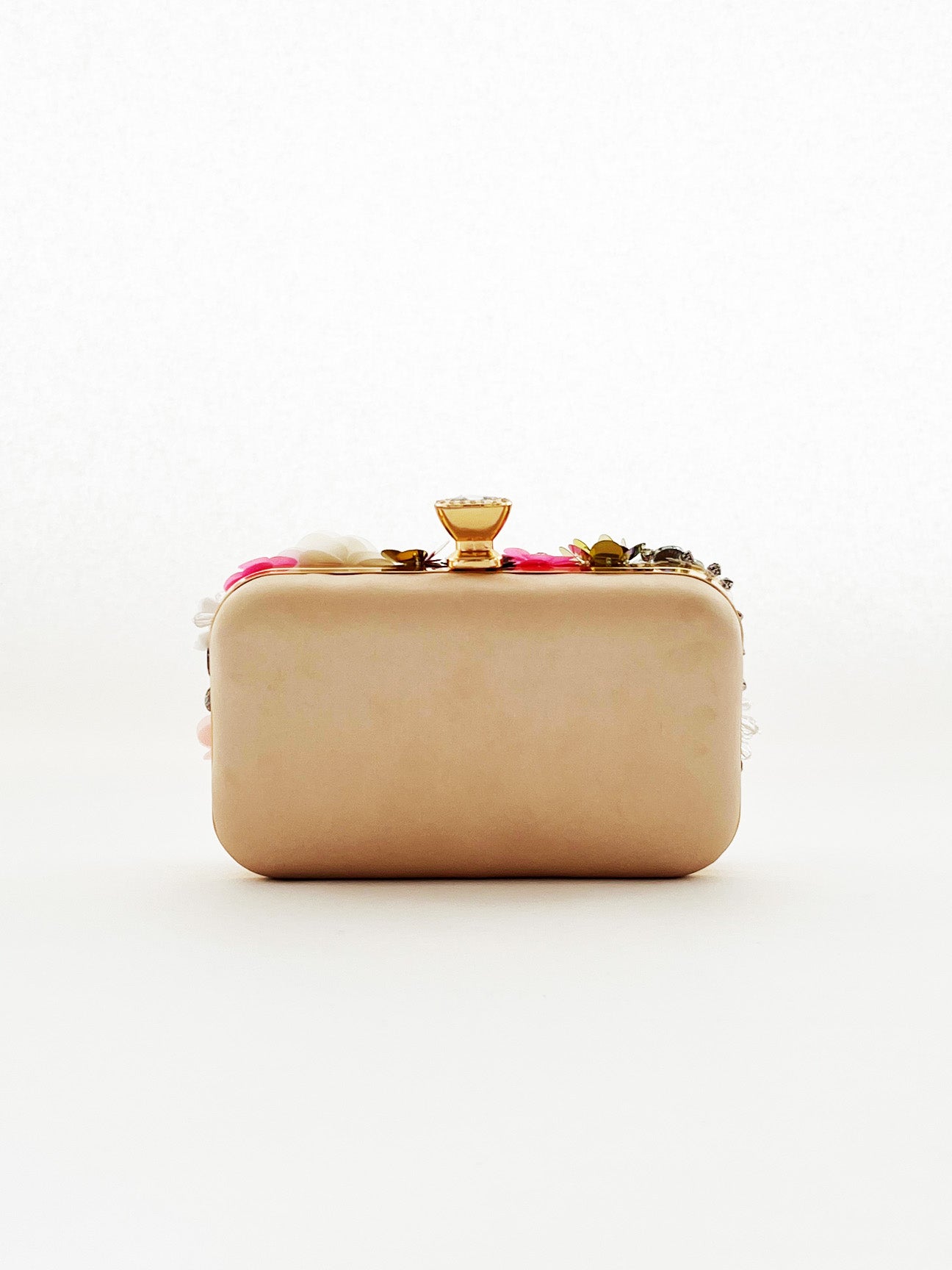 Floral Applique Clutch Bag In Cream HB330730