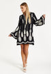Black Embroidered Flare Sleeve Dress by Liquorish