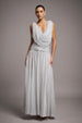 Moonlight Silver Detachable Cowl Crossback Maxi Dress by Skye&Iris