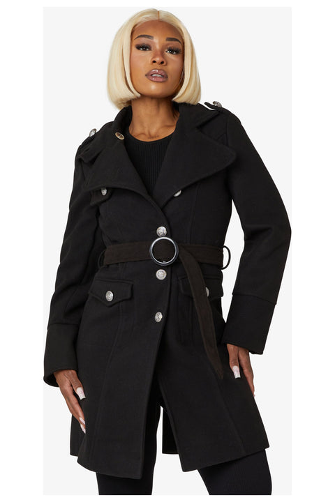 Naomi High Neck Military Belted Coat 1502