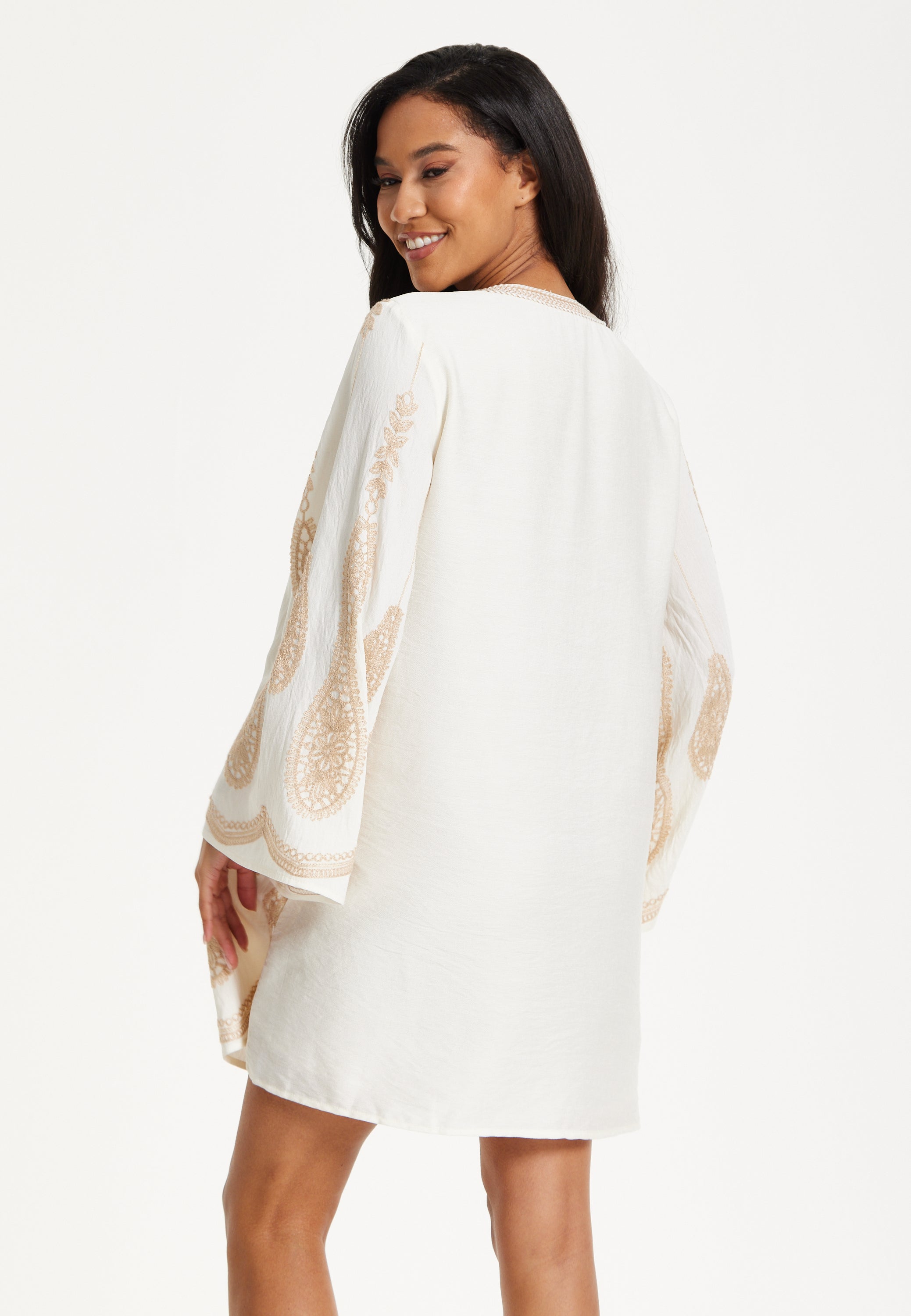 Ivory Embroidered Long Sleeve Dress 25SS8815002