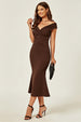 Bardot Pleated Midi Dress In Espresso by FS Collection