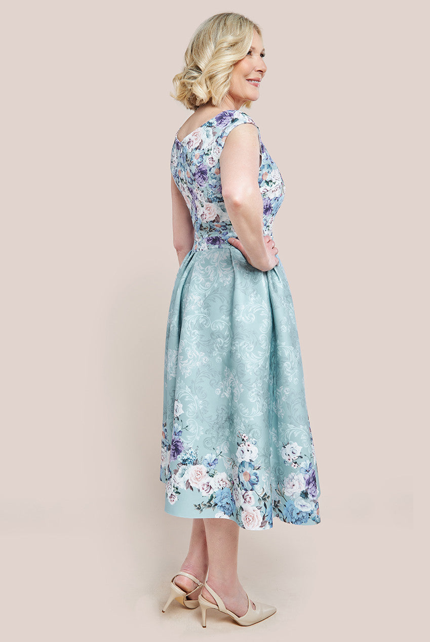 Sweetheart Floral Midi Dress - Sage Green DR3207M