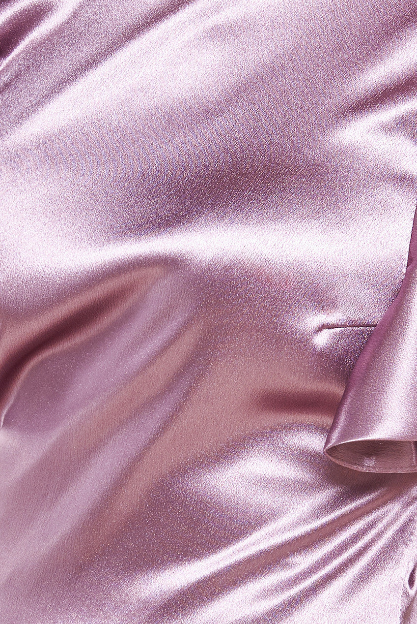 Satin Flutter Sleeve Mermaid Maxi Dress - Rose Pink DR3954M