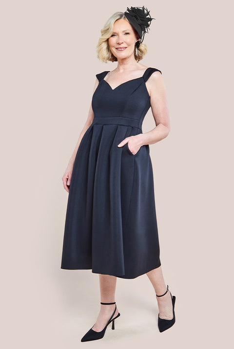 Scuba Foam Skater Midi Dress - Black DR4133M