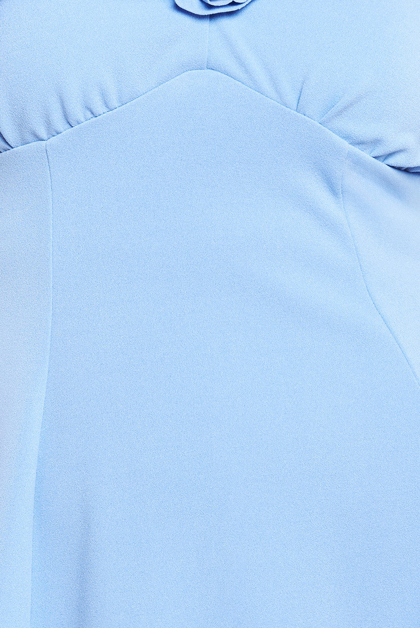 Flare Sleeve Frill Edge Midi Dress - Corn Flower Blue DR4313M