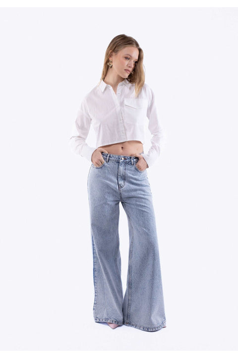 Bleach Wide Leg Denim Jeans 5056706825879