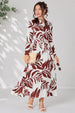 Rust Palm Print Belted Maxi Shirt Dress by LOVE SUNSHINE