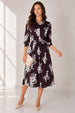 Brown Ivory Bouquet Print Belted Midi Shirt Dress by LOVE SUNSHINE