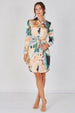 Teal Watercolour Marble Print Belted Shirt Dress by LOVE SUNSHINE