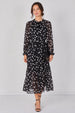 Black Polka Dot Chiffon Belted Maxi Dress by LOVE SUNSHINE
