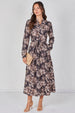 Black And Blush Palm Print Belted Maxi Shirt Dress by LOVE SUNSHINE