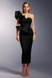 Luysa One Shoulder Asymmetry Black Midi Set by Bella Barnett