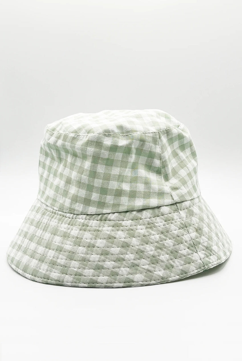 Rylee Gingham Bucket Hat In Green & White HW300230